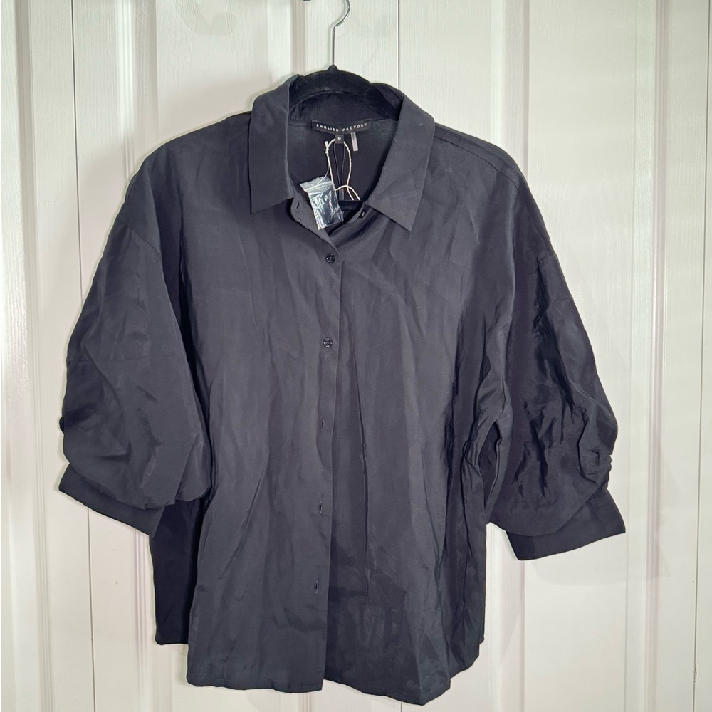 English Factory Black Casual Button Down Shirt